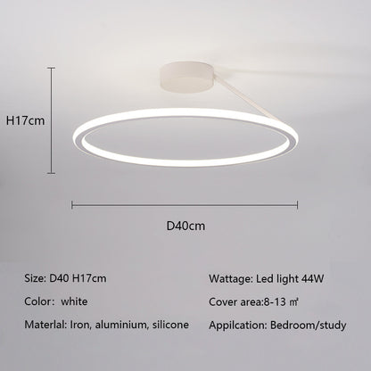 Modern Simple Circle Led Ceiling Chandelier Round Ring Aluminium Dimmable Bedroom Lamp Lighting