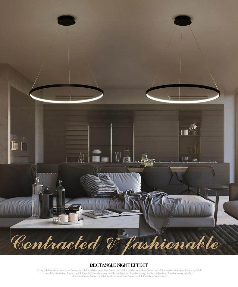 Modern Circle Rings Acrylic Aluminum Pendant Lights For Living Room Dining Room