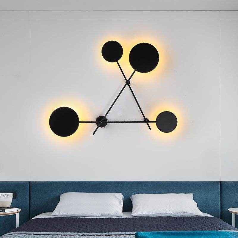 Simple Modern Geometric Multi-round Wall Lamp Creative Bedroom Bedside Living Room Background Decorated with Aisle Personality Wall Lamp