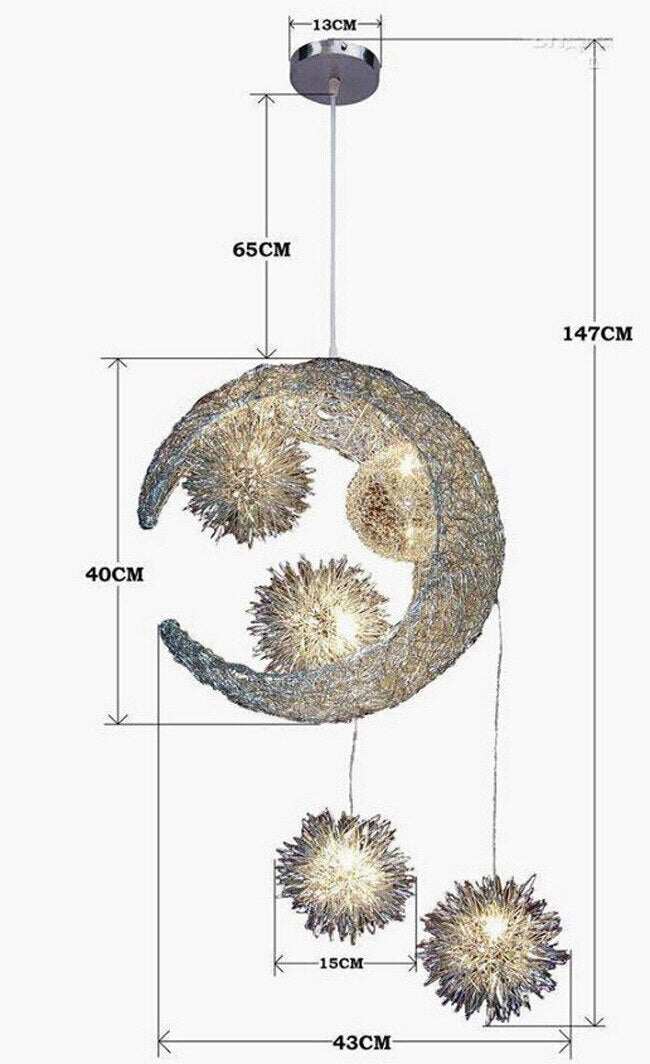 Novelty LED Modern Pendant Lamp Moon Star Wicker Nest Balcony Droplight With 5*G4 Bulb For Kid Children Room Light Home Decor