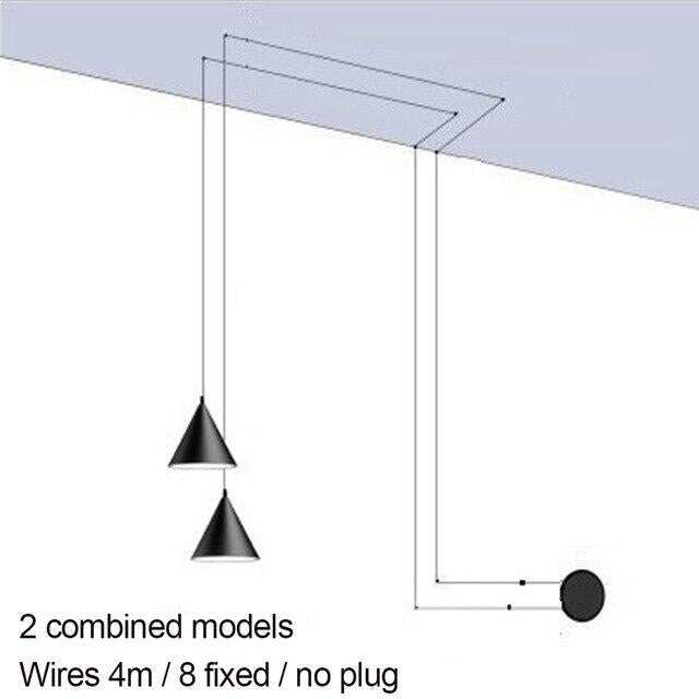Modern Pendant Lamp Light Black Metal Long Wire Simple Shape Kitchen Bar Hanging Lamp Bedside Suspension Lighting Creative Lamp