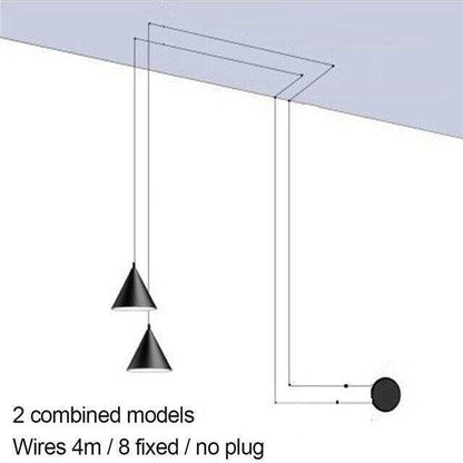 Modern Pendant Lamp Light Black Metal Long Wire Simple Shape Kitchen Bar Hanging Lamp Bedside Suspension Lighting Creative Lamp