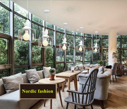 Lanterns Restaurant Droplight Nordic Bird Droplight Creative Personality Retro Chandeliers Modern Glass Pendant Lamp With Bulb