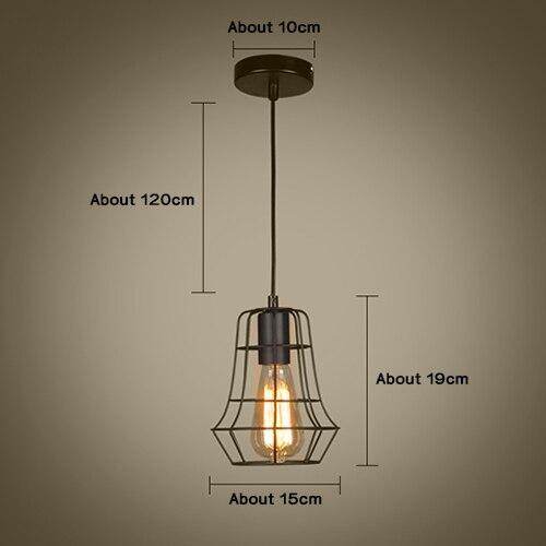 Modern Pendant Light Black Iron Hanging Cage Vintage E27Led Lamp Bulb Industrial Loft Retro Dining Room Restaurant Bar Counte