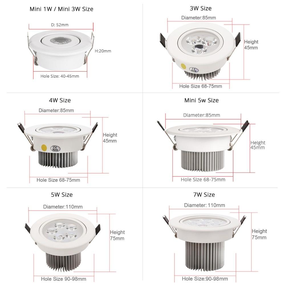 1pcs Spot led 1W 3W 4W 5W 7W Downlight Residential Dimmable Warm Nature Pure White Recessed LED Lamp Light Adjustable