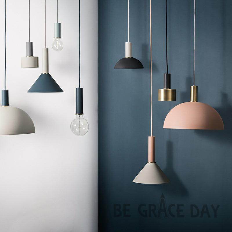 Nordic Simple Bar Hanging Lamp Colored Pendant Light Restaurant, Bedroom, Bedside Lights, Modern Art And Creative Lighting