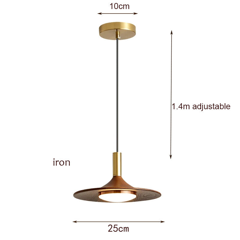 Simple Nordic Retro American Walnut Color Lighting Chandelier Warm Fashion Classical Style Bar Llighting