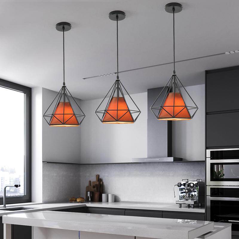 Modern Black Birdcage Pendant Light Iron Minimalist Retro Scandinavian Loft Pyramid Pendant Lamp Metal Cage With E27 ZDD0001