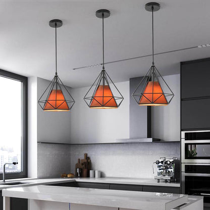 Modern Black Birdcage Pendant Light Iron Minimalist Retro Scandinavian Loft Pyramid Pendant Lamp Metal Cage With E27 ZDD0001