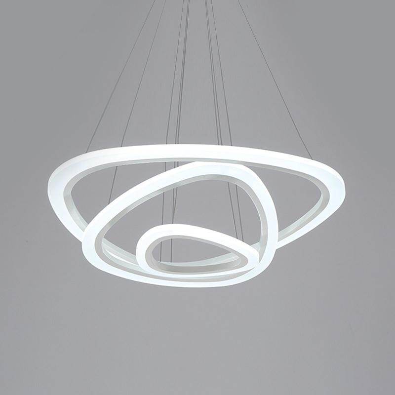 Modern LED Circles Pendant Lights Living Dining Room Fixtures With Remote Dimmable Rings Home Decor Bedroom White Hanging Lamp