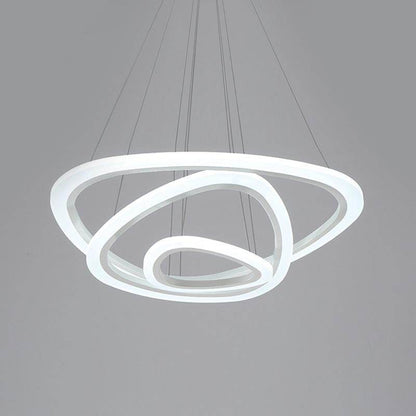 Modern LED Circles Pendant Lights Living Dining Room Fixtures With Remote Dimmable Rings Home Decor Bedroom White Hanging Lamp