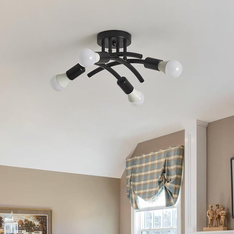 Retro-style Wrought Iron Pipe Pendant Light Industrial Art Pendant Lamp for Modern Living Room and Bedroom Lighting Decor