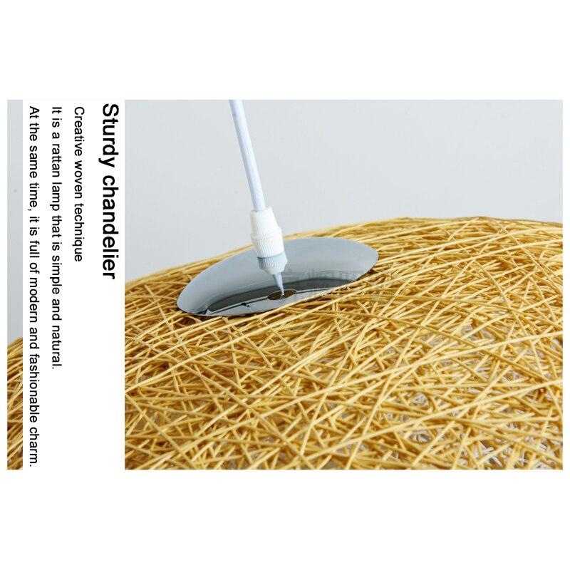 Modern Pendant Lamps Rattan Pendant Light Weaving Round Nordic Hanging Lamp Fixture Luminaire Art Lighting