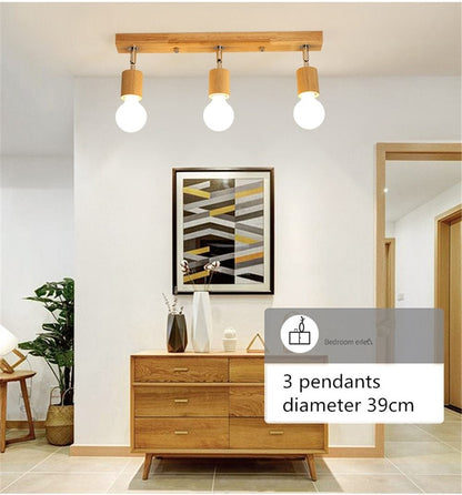 Modern Wood Metal Ceiling Lamp 39cm LED Coffe Bar Shop rRestaurant Decoration TV Background Lighting Light Fixture