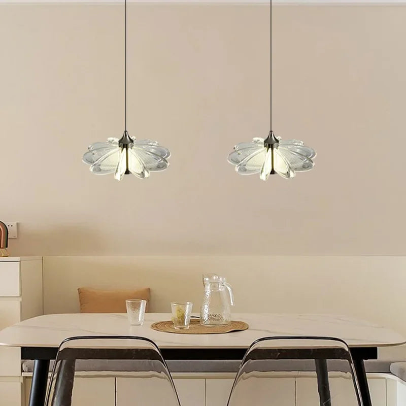 Modern Restaurant Glass Crystal Chandelier Bar Counter Luminous Body Artistic Creativity Personalized Lighting