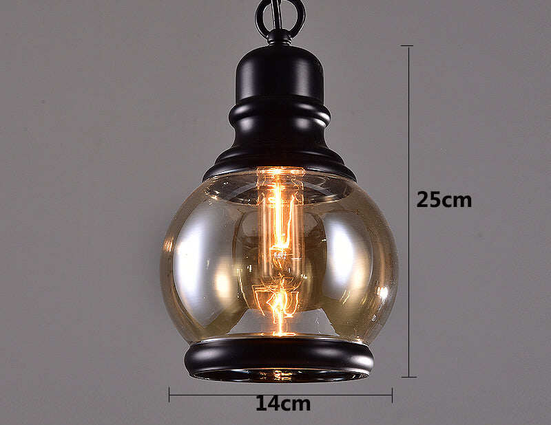 Vintage Loft Pendant Light Industrial Style Amber Glass Lamp Bar/Restaurant Retro Room Bar Bed Room 3 Style Pendant Light
