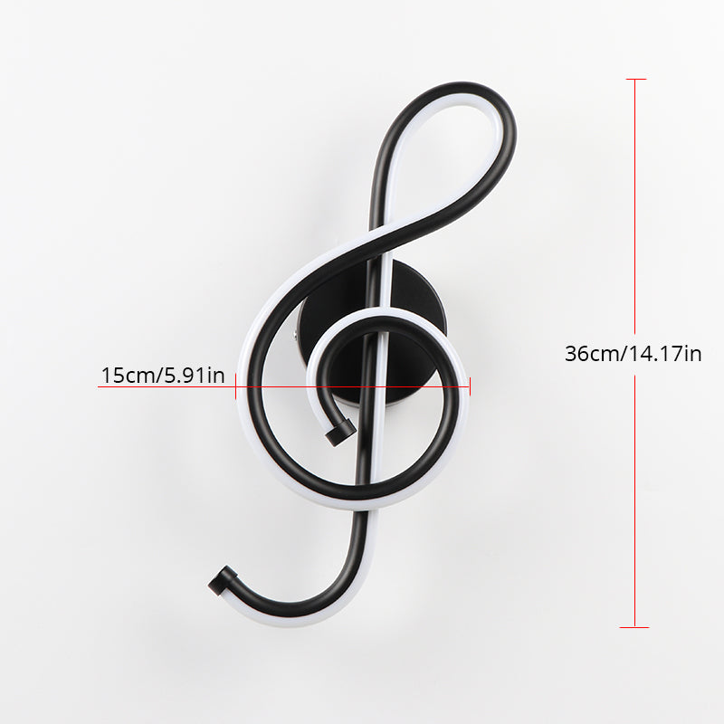 22W LED Wall Lamp Bedroom Beside Wall Light Music Clef Shape Indoor Living Room Decoration Lighting AC90-260V Black
