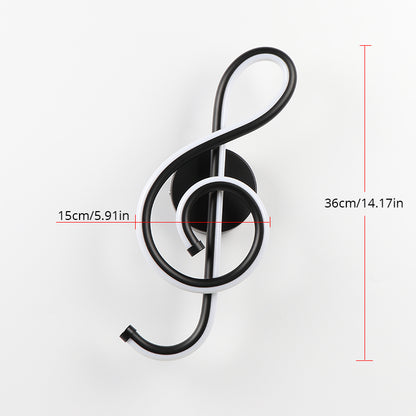 22W LED Wall Lamp Bedroom Beside Wall Light Music Clef Shape Indoor Living Room Decoration Lighting AC90-260V Black