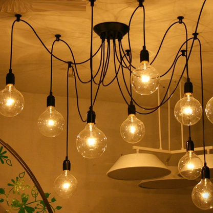 Mordern Nordic Retro Edison Bulb Light Chandelier Vintage Loft Antique Adjustable DIY Art Spider Ceiling Lamp Fixture Light