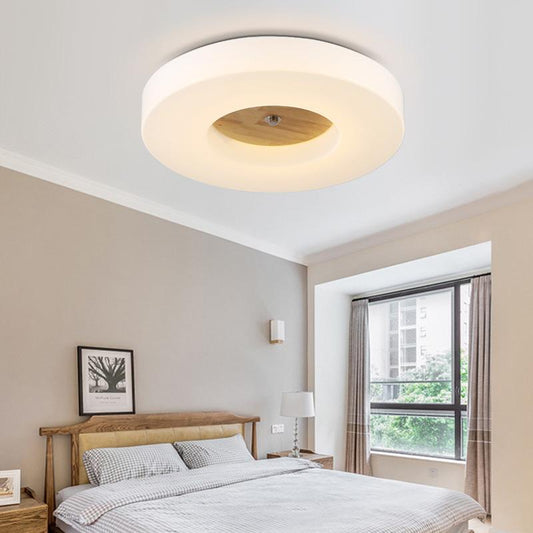 Simple Creative Home Round Solid Wood Ceiling Lamp