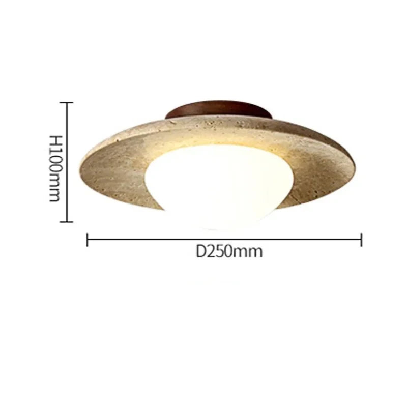 Modern New Style Natural Stone Ceiling Lamp Wabi Sabi Cream Porch Balcony Lighting Fresh Disc Shape
