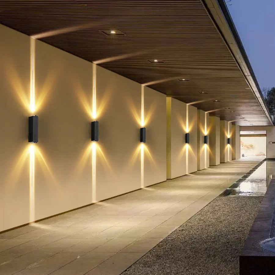 Outdoor Lighting Lens Beam Wall Lamps IP65 Waterproof Aluminum Wall Lights Corridor Garden Mall Up Down LED Porch Lamp