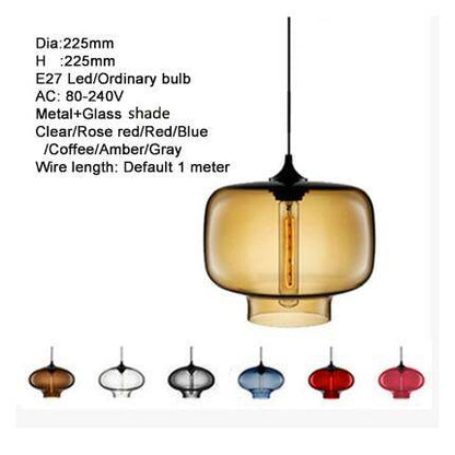 Modern Loft E27 Glass Bowl Pendant Lights Colorful Simple Hanging Lamps For Kitchen Living Room Bedroom Restaurant Hotel Room