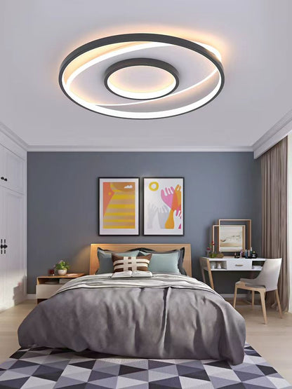 Modern LED Ceiling Light Decor 50CM Dimmable Round Lamp Black White Fixture Lighting